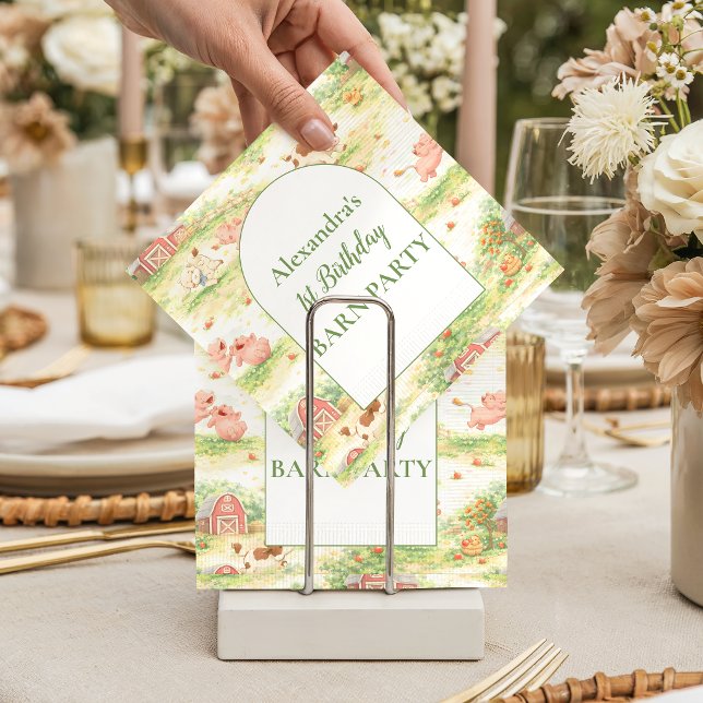 Servilleta De Papel Animales de granja rústicos Cumpleaños número 1 (Subido por el creador)