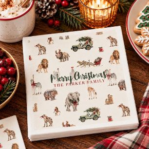 Servilleta De Papel Animales de Navidad de Safari con Acuarela Persona