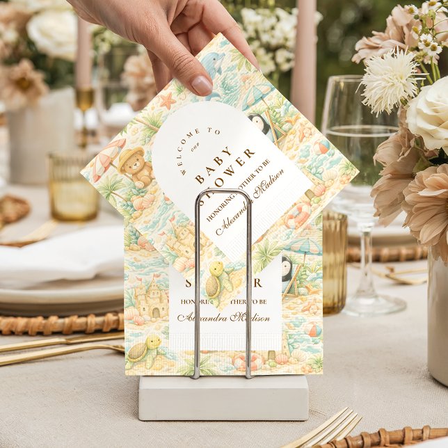 Servilleta De Papel Animales de Pastel Costero para Baby Shower (Subido por el creador)