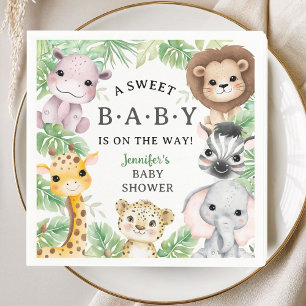 Servilleta De Papel Animales de Safari Baby Shower Jungla Neutral de G