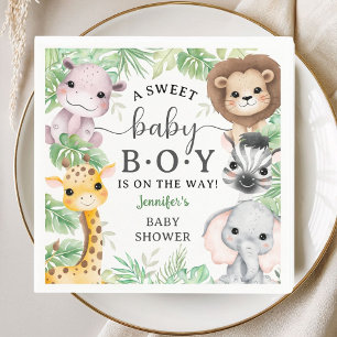 Servilleta De Papel Animales de Safari Baby Shower Niño Jungla Tropica