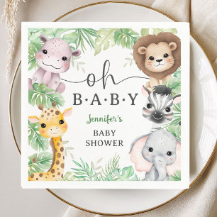 Servilleta De Papel Animales de Safari Baby Shower Oh Bebé Selva Tropi