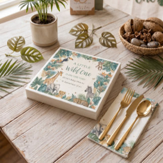 Servilleta De Papel Animales de Safari | Baby Shower Selva Tropical