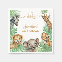 Servilleta De Papel Animales de Safari Baby Shower vegetación tropical