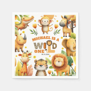 Servilleta De Papel Animales de Safari Caprichosos Cumpleaños WILD ONE