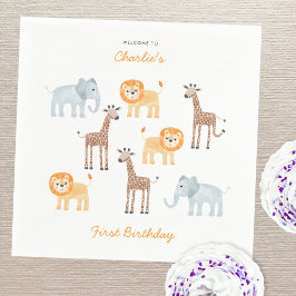 Servilleta De Papel Animales de Safari Cute Personalizados Primer Cump
