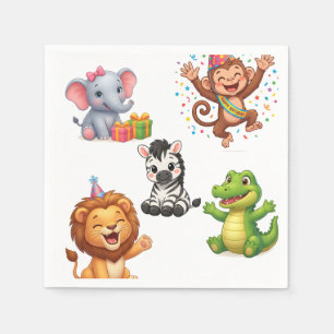 Servilleta De Papel Animales de safari de la jungla Cartoon Tren Cumpl
