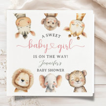 Animales de Safari Niña Baby Shower Tropical Jungl