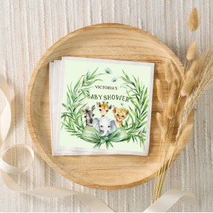 Servilleta De Papel Animales de Safari Tiernos Cumple de Bebé con Lazo