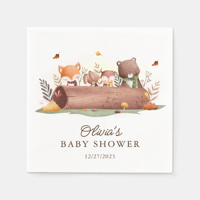 Servilleta De Papel Animales de Woodland Adorables (Anverso)