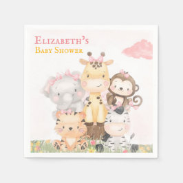 Servilleta De Papel Animales de Woodland | Baby Shower Chica pintado d