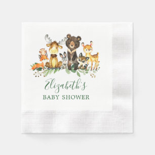 Servilleta De Papel Animales de Woodland de color de agua de Baby Show