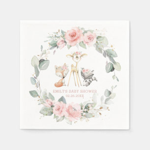 Servilleta De Papel Animales de Woodland singulares Baby Shower Floral