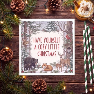 Servilleta De Papel Animales del bosque acogedores Navidad