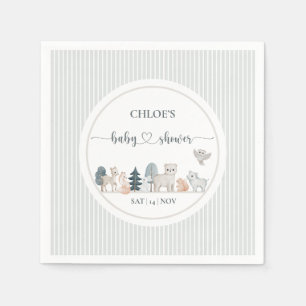 Servilleta De Papel Animales del Bosque Acuarela Boho Baby Shower