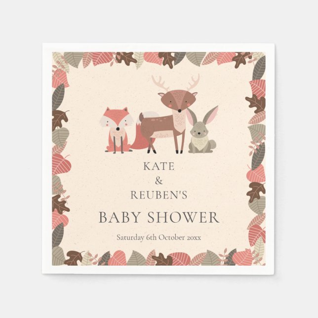 Servilleta De Papel Animales del Bosque Boda de Bebé Sprinkle (Anverso)