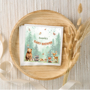 Servilleta De Papel animales del bosque botánico baby shower