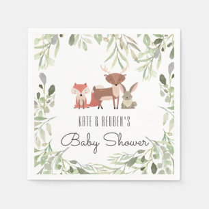 Servilleta De Papel Animales del bosque Ducha de bebé para parejas / S