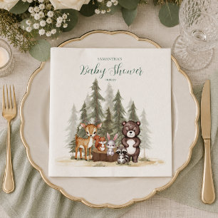 Servilleta De Papel Animales del bosque en acuarela para baby shower n