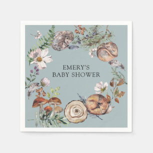 Servilleta De Papel Animales del Bosque Polvoriento Azul Baby Shower