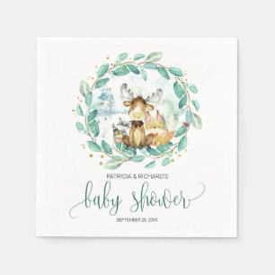 Servilleta De Papel Animales del Bosque Vegetación Baby Shower