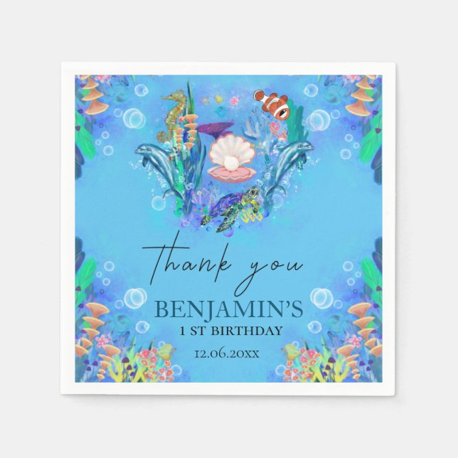 Servilleta De Papel Animales del mar oceánico salvajes servilletas de  (Anverso)