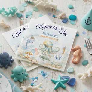 Servilleta De Papel Animales del Océano Bajo el Mar Cumpleaños de Pulp