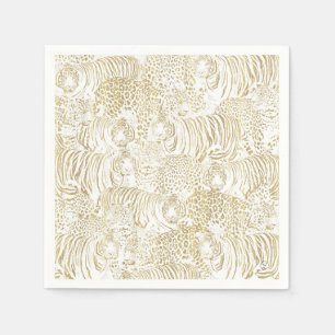 Servilleta De Papel Animales del tigre leopardo dorado