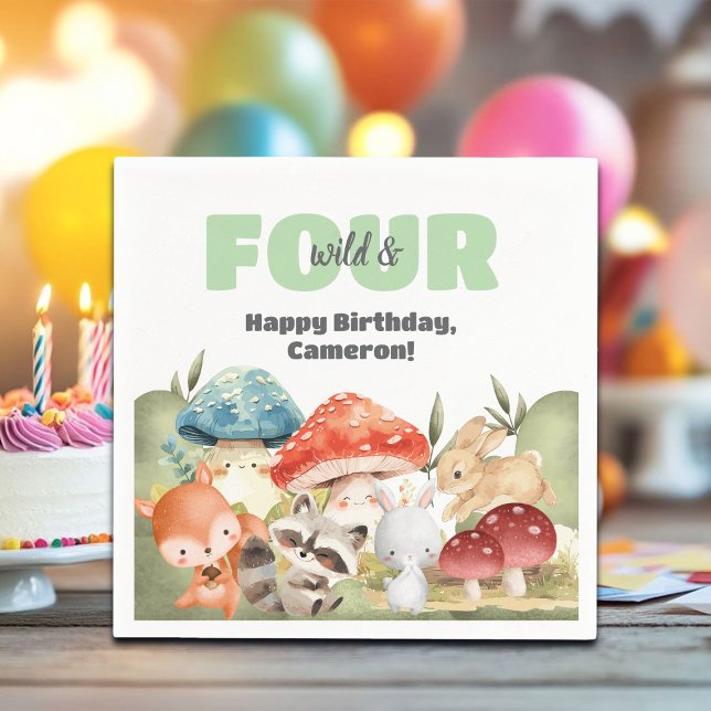 Servilleta De Papel Animales Lindos del Bosque Cumpleaños 4 (Subido por el creador)