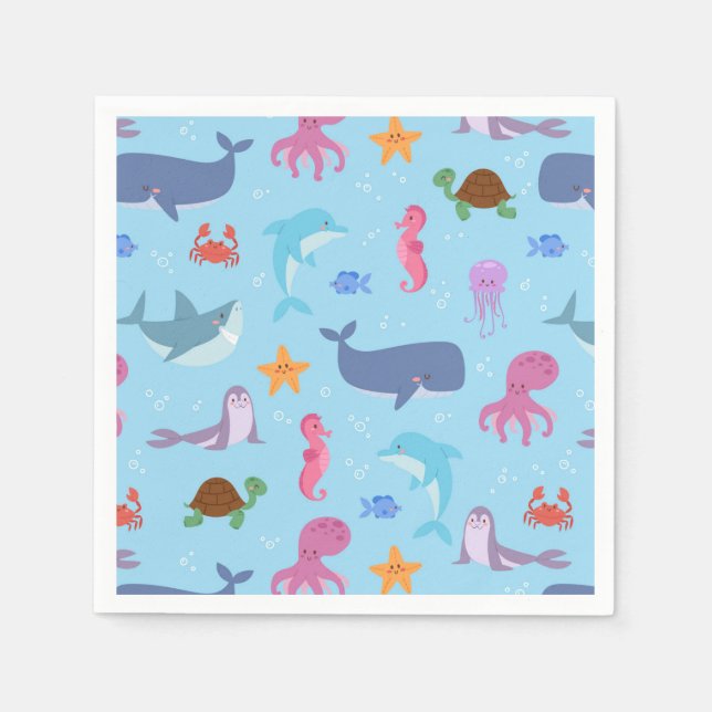 Servilleta De Papel Animales Marinos (Anverso)