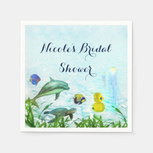 Servilleta De Papel Animales Marinos Playa Acuarela Fiesta Elegante Pe