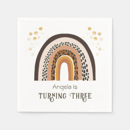 Servilleta De Papel Animales Rainbow Boho Imprimir tercer cumpleaños