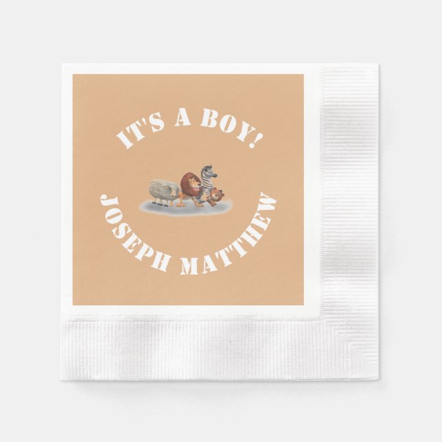 Servilleta De Papel Animales rellenos de felpa con tema (Anverso)