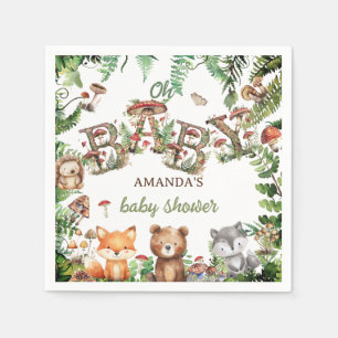 Servilleta De Papel Animales Rústicos de Bosque Botánico Baby Shower
