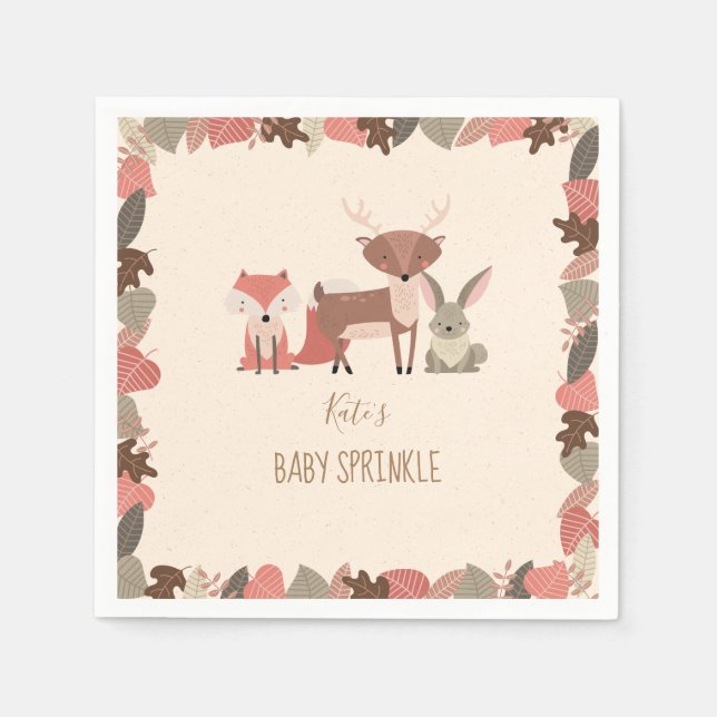 Servilleta De Papel Animales Rústicos del Bosque para Baby Sprinkle /  (Anverso)