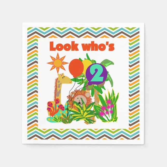 Servilleta De Papel Animales Safari 2ª servilletas de papel de cumplea (Anverso)