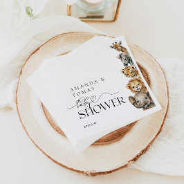 Servilleta De Papel Animales Safari Código QR de Baby Shower moderno