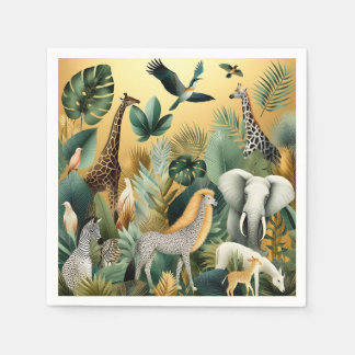 Servilleta De Papel Animales y pájaros exóticos contemporáneos 1 oro