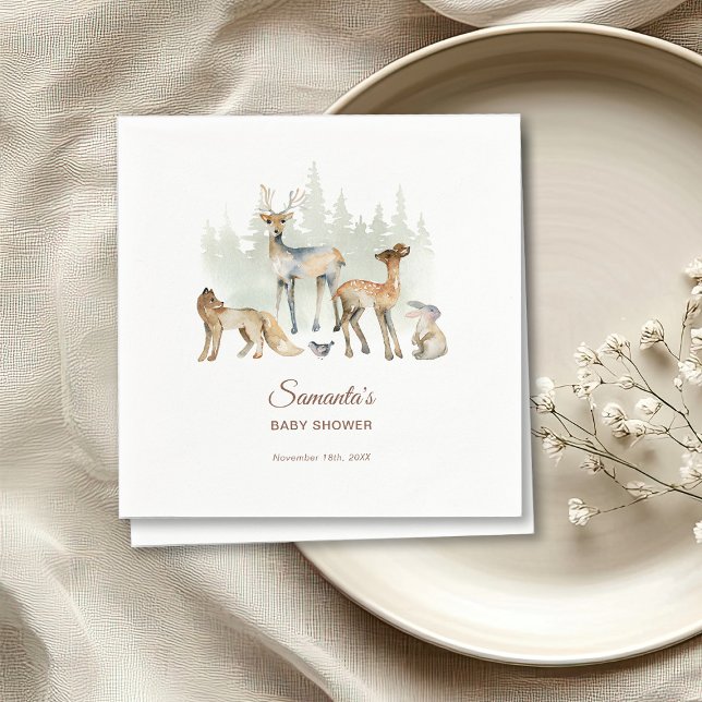 Servilleta De Papel Animals Forest Woodland Baby Shower (Subido por el creador)
