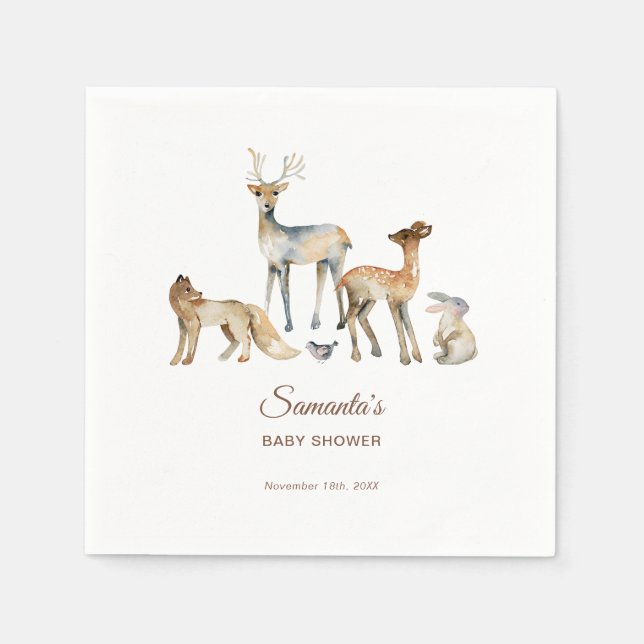 Servilleta De Papel Animals Woodland Baby Shower (Anverso)
