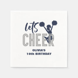 Servilleta De Papel Animando Cumpleaños de Porristas Plateado y Azul M
