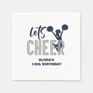 Servilleta De Papel Animando Cumpleaños de Porristas Plateado y Azul M