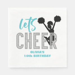 Servilleta De Papel Animando turquesa Plata Negro Cheer Cumpleaños
