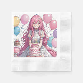 Servilleta De Papel Anime chica Cumpleaños
