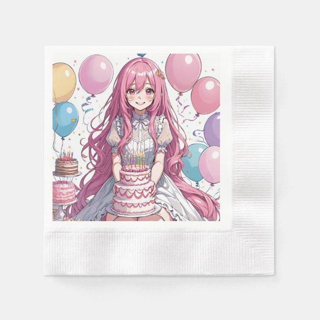 Servilleta De Papel Anime chica Cumpleaños (Anverso)