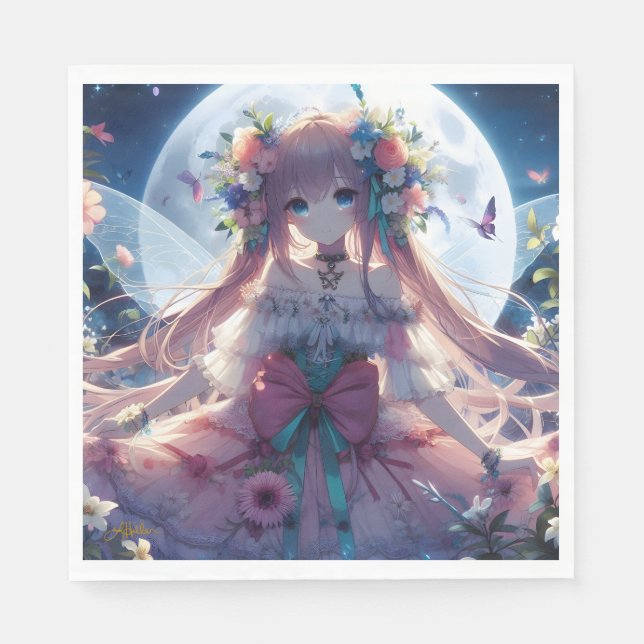Servilleta De Papel Anime Chica Flower Moon Fairy (Anverso)