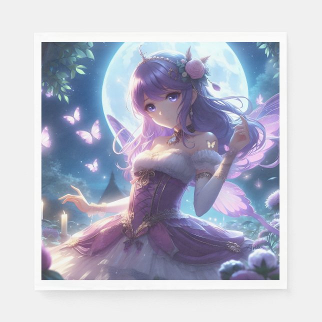 Servilleta De Papel Anime Chica Violet Butterfly Wing Moon Fairy (Anverso)