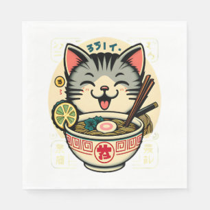 Servilleta De Papel Anime ga Kawaii Cat Noodle japonés