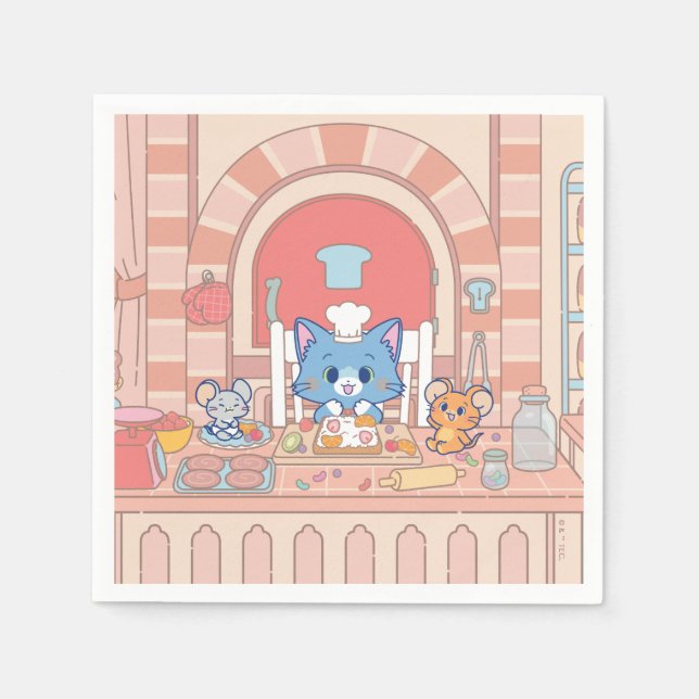 Servilleta De Papel Anime Tom, Jerry y Tuffy Bakery (Anverso)