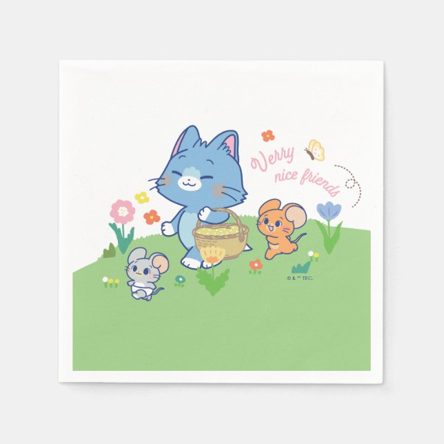 Servilleta De Papel Anime Tom, Jerry y Tuffy Picnic (Anverso)